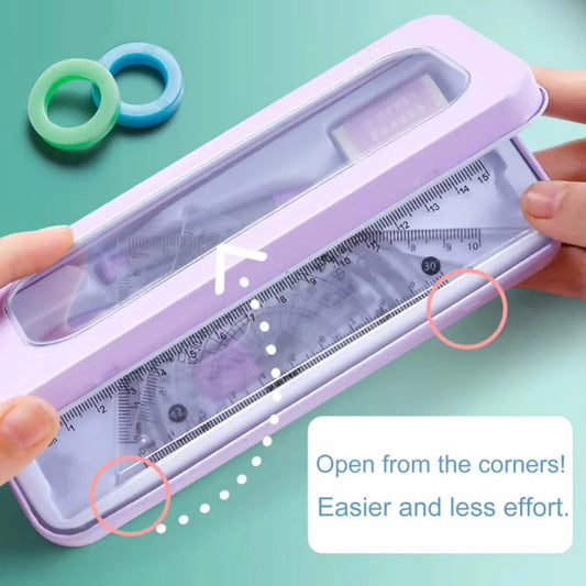 Set de Géométrie 7 Pièces – Règles et Compas pour Étudiants | Kit Spécial Examens et Rentrée Scolaire