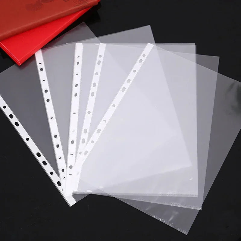 Protège-Documents A4 Transparent – Lot de 100 Pièces | 11 Trous | Pochettes Plastique pour Classeur