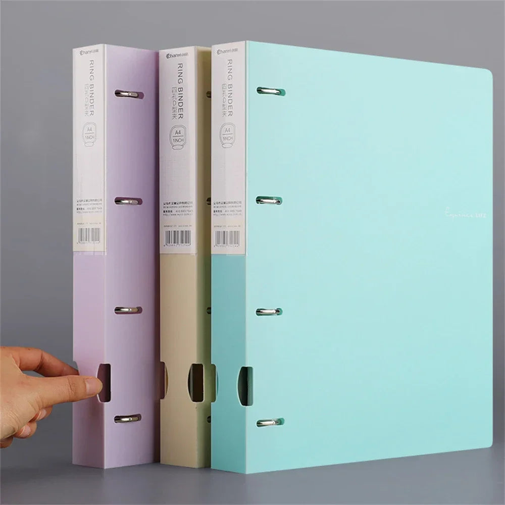 Classeur à Anneaux 4 Trous – Porte-Documents Étanche | Couleurs Morandi | Fournitures Bureau & École