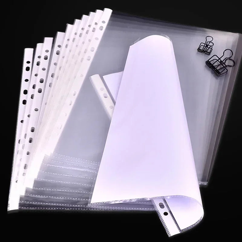 Protège-Documents A4 Transparent – Lot de 100 Pièces | 11 Trous | Pochettes Plastique pour Classeur