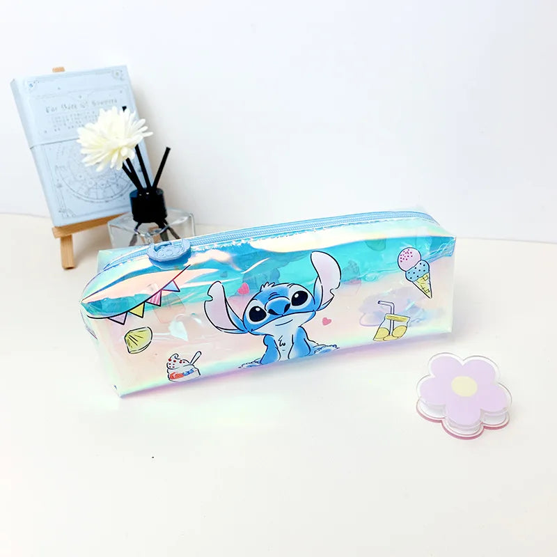 Trousse Kawaii Stitch Disney – Effet Laser | Boîte à Stylos Mignonne pour École & Bureau