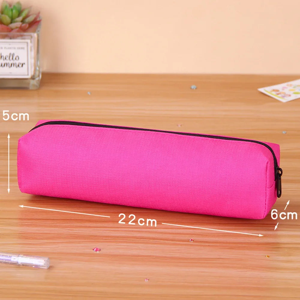 Trousse Unicolore à Fermeture Éclair – Grande Capacité | Style Simple et Élégant | Fournitures Scolaires & Trousse de Maquillage