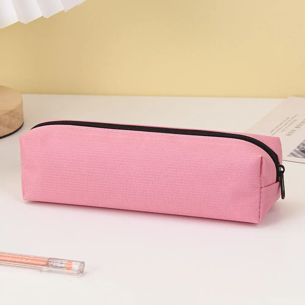 Trousse Unicolore à Fermeture Éclair – Grande Capacité | Style Simple et Élégant | Fournitures Scolaires & Trousse de Maquillage