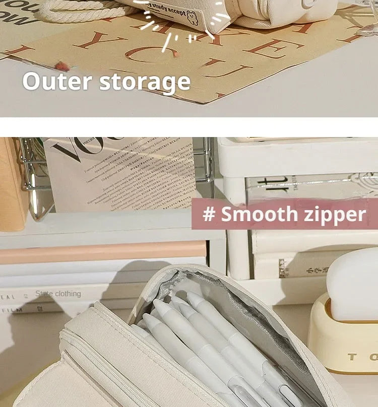 Trousse en Toile Mignonne et Pratique – Grande Ouverture | Fournitures, Maquillage, Voyage