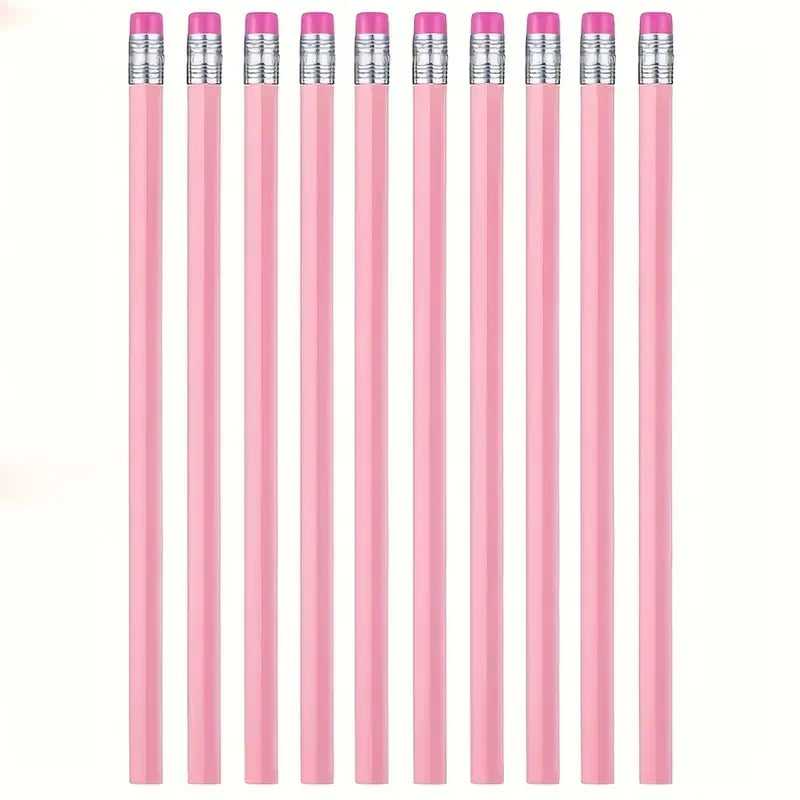 Crayons en Bois Rose avec Gomme – Lot de 10, 20 ou 30 Pièces | HB pour École, Bureau, Dessin et Mariages