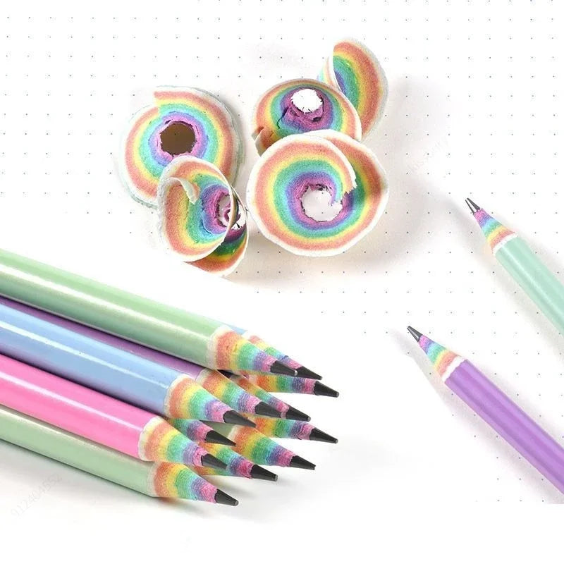 Crayons Enfants Arc-en-Ciel – Pack de 12 | Mine HB | Écologiques & Non Toxiques | Écriture et Dessin