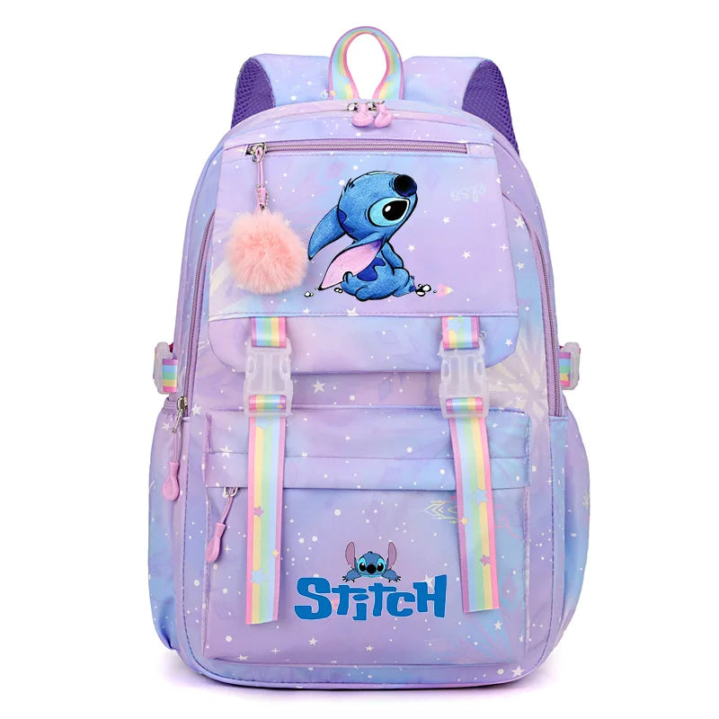 Sac à Dos Stitch Grande Capacité – Sac d'École Fille, Style Décontracté et Mignon