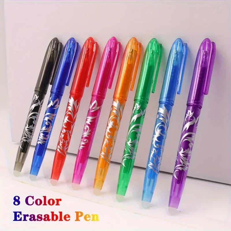 Lot de 4 ou 8 Stylos Gel Effaçables – Pointe 0,5 mm | Couleurs Vives pour Écriture, Dessin et Peinture