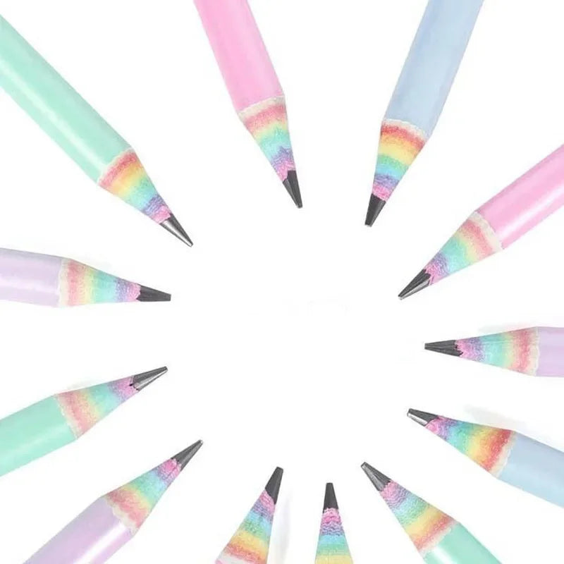 Crayons Enfants Arc-en-Ciel – Pack de 12 | Mine HB | Écologiques & Non Toxiques | Écriture et Dessin