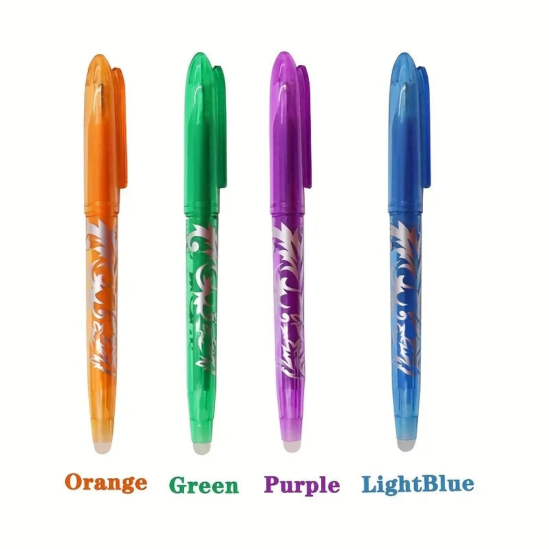 Lot de 4 ou 8 Stylos Gel Effaçables – Pointe 0,5 mm | Couleurs Vives pour Écriture, Dessin et Peinture