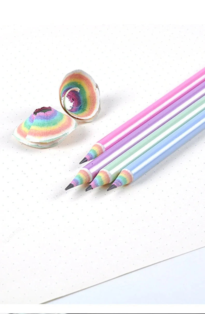 Crayons Enfants Arc-en-Ciel – Pack de 12 | Mine HB | Écologiques & Non Toxiques | Écriture et Dessin