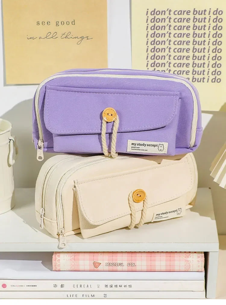 Trousse en Toile Mignonne et Pratique – Grande Ouverture | Fournitures, Maquillage, Voyage