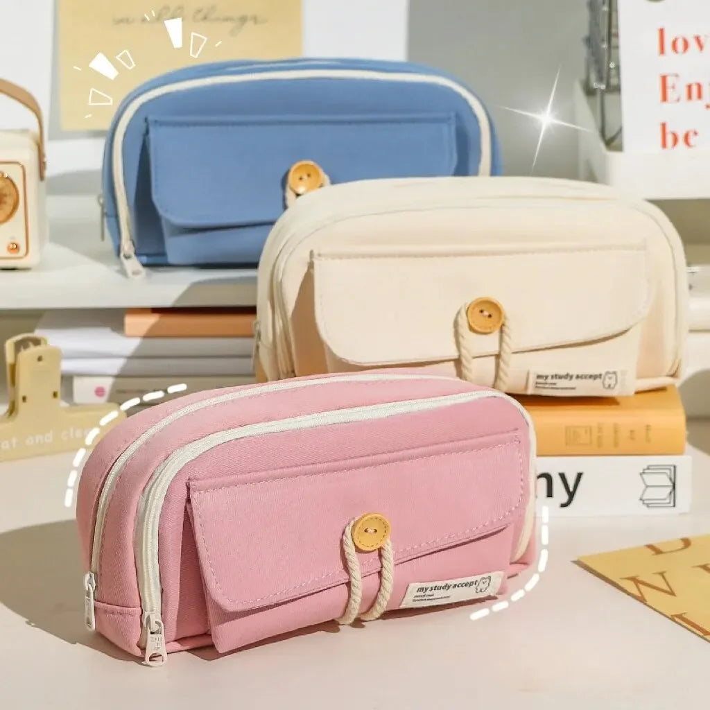 Trousse en Toile Mignonne et Pratique – Grande Ouverture | Fournitures, Maquillage, Voyage