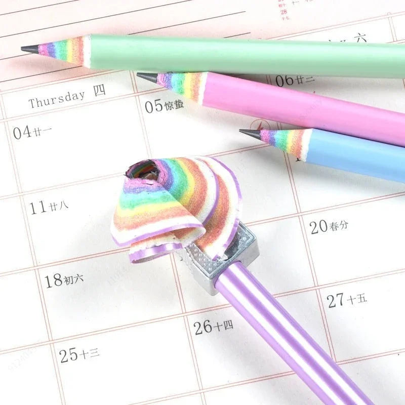 Crayons Enfants Arc-en-Ciel – Pack de 12 | Mine HB | Écologiques & Non Toxiques | Écriture et Dessin