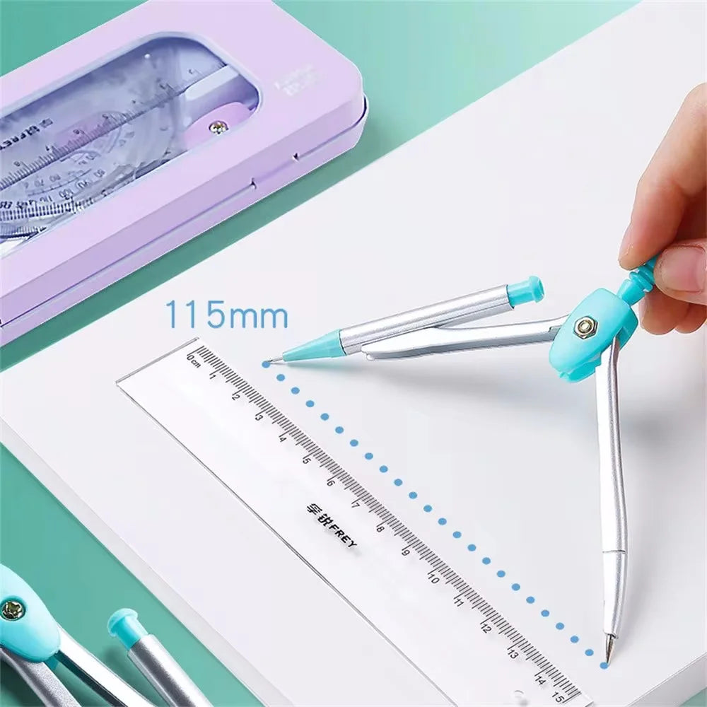Set de Géométrie 7 Pièces – Règles et Compas pour Étudiants | Kit Spécial Examens et Rentrée Scolaire