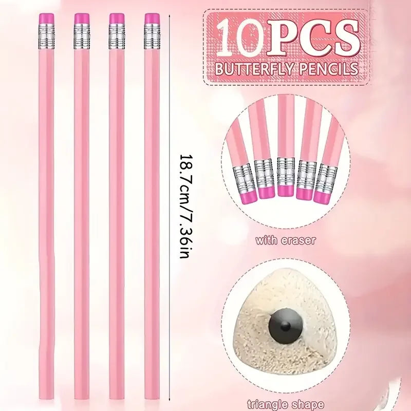 Crayons en Bois Rose avec Gomme – Lot de 10, 20 ou 30 Pièces | HB pour École, Bureau, Dessin et Mariages