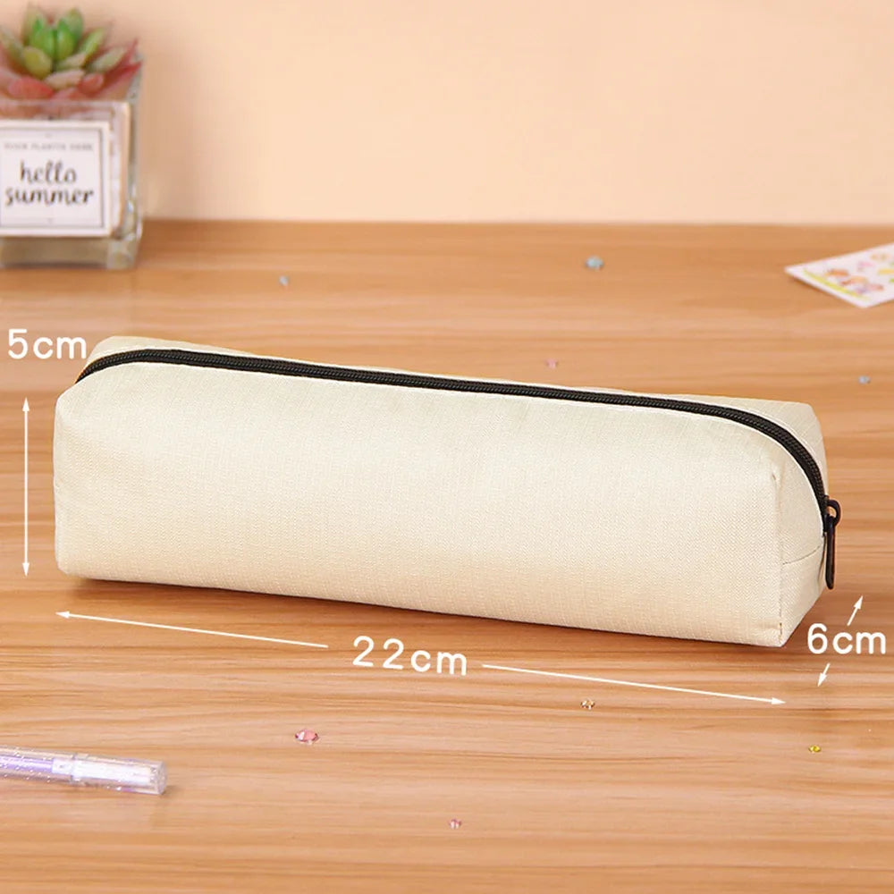 Trousse Unicolore à Fermeture Éclair – Grande Capacité | Style Simple et Élégant | Fournitures Scolaires & Trousse de Maquillage