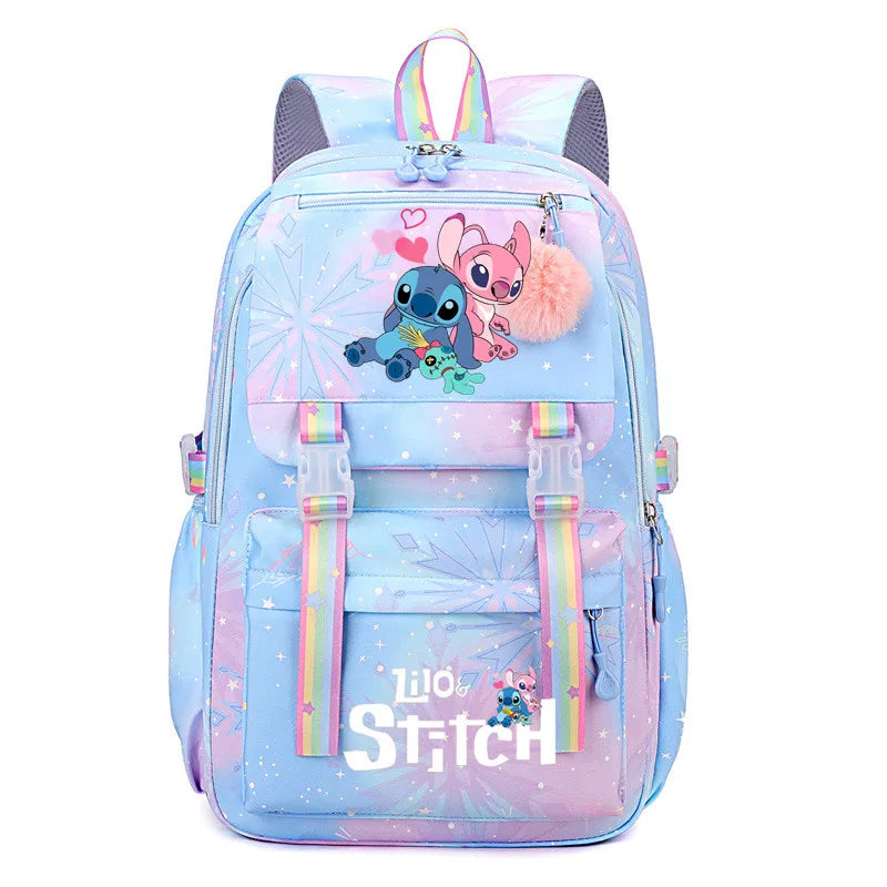 Sac à Dos Stitch Grande Capacité – Sac d'École Fille, Style Décontracté et Mignon