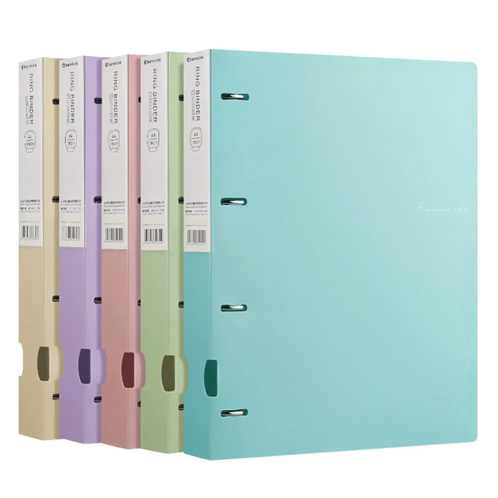 Classeur à Anneaux 4 Trous – Porte-Documents Étanche | Couleurs Morandi | Fournitures Bureau & École