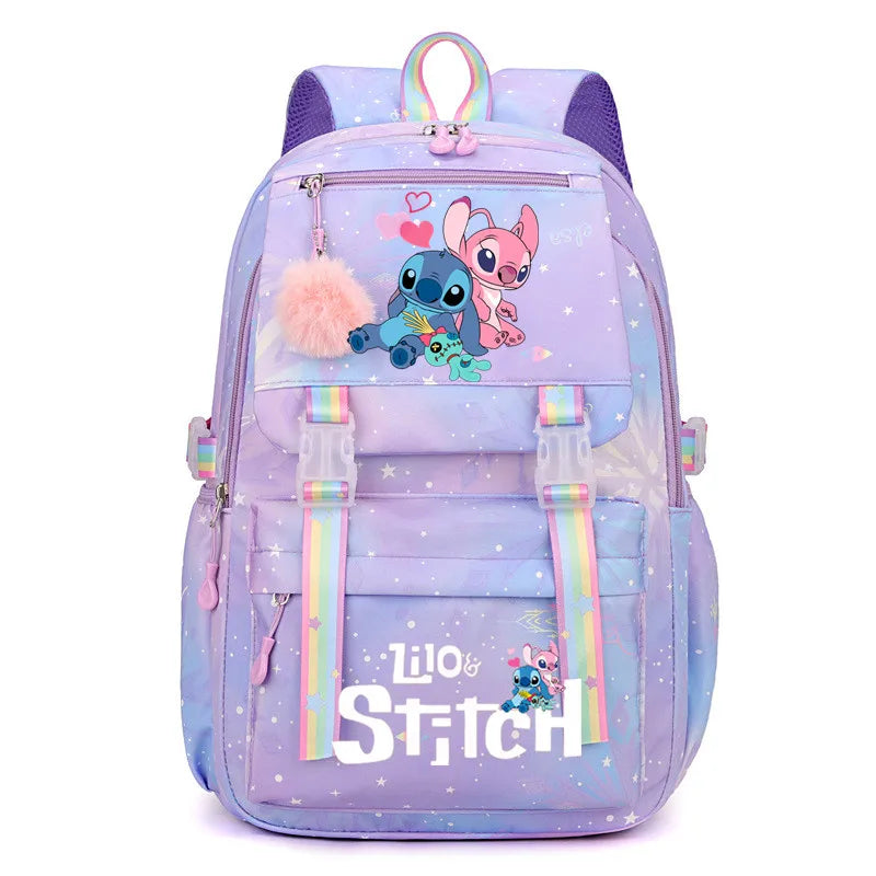 Sac à Dos Stitch Grande Capacité – Sac d'École Fille, Style Décontracté et Mignon