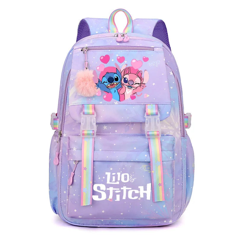 Sac à Dos Stitch Grande Capacité – Sac d'École Fille, Style Décontracté et Mignon