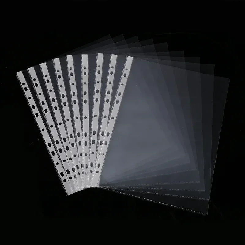 Protège-Documents A4 Transparent – Lot de 100 Pièces | 11 Trous | Pochettes Plastique pour Classeur