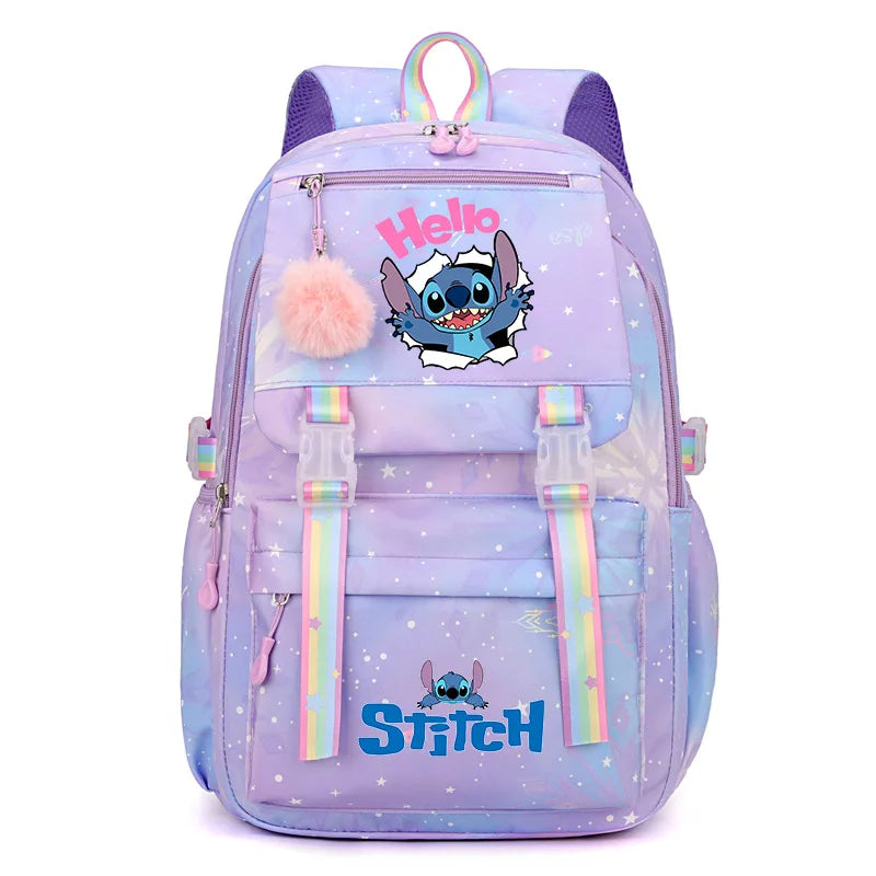 Sac à Dos Stitch Grande Capacité – Sac d'École Fille, Style Décontracté et Mignon