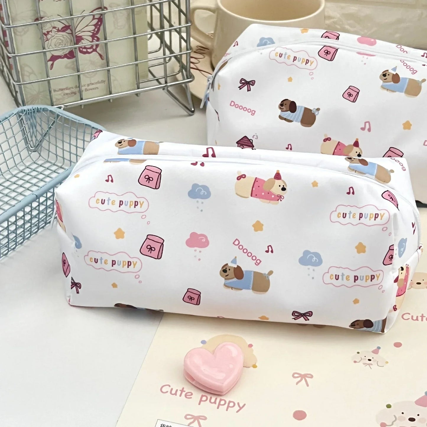 Trousse Coréenne Simple et Mignonne – Motifs Animaux Cartoon | Organiseur Portable pour Fournitures Scolaires et Maquillage