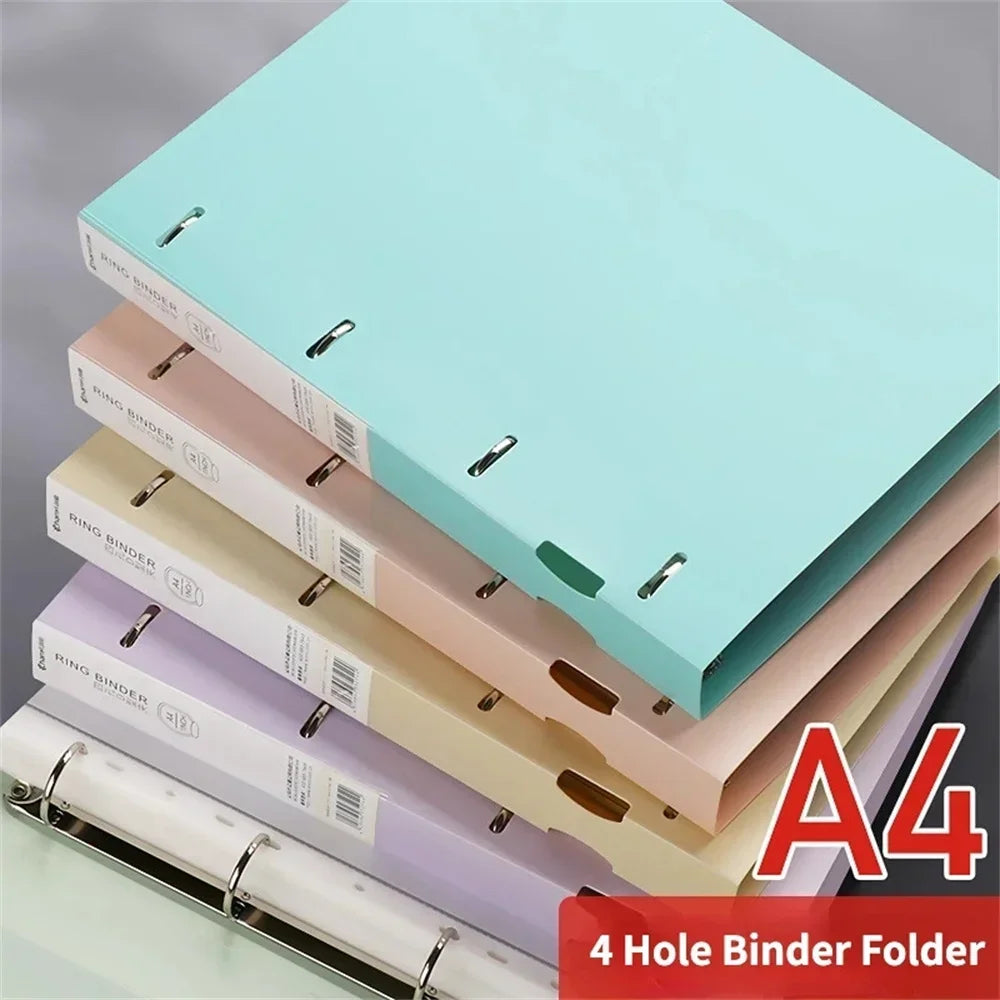 Classeur à Anneaux 4 Trous – Porte-Documents Étanche | Couleurs Morandi | Fournitures Bureau & École