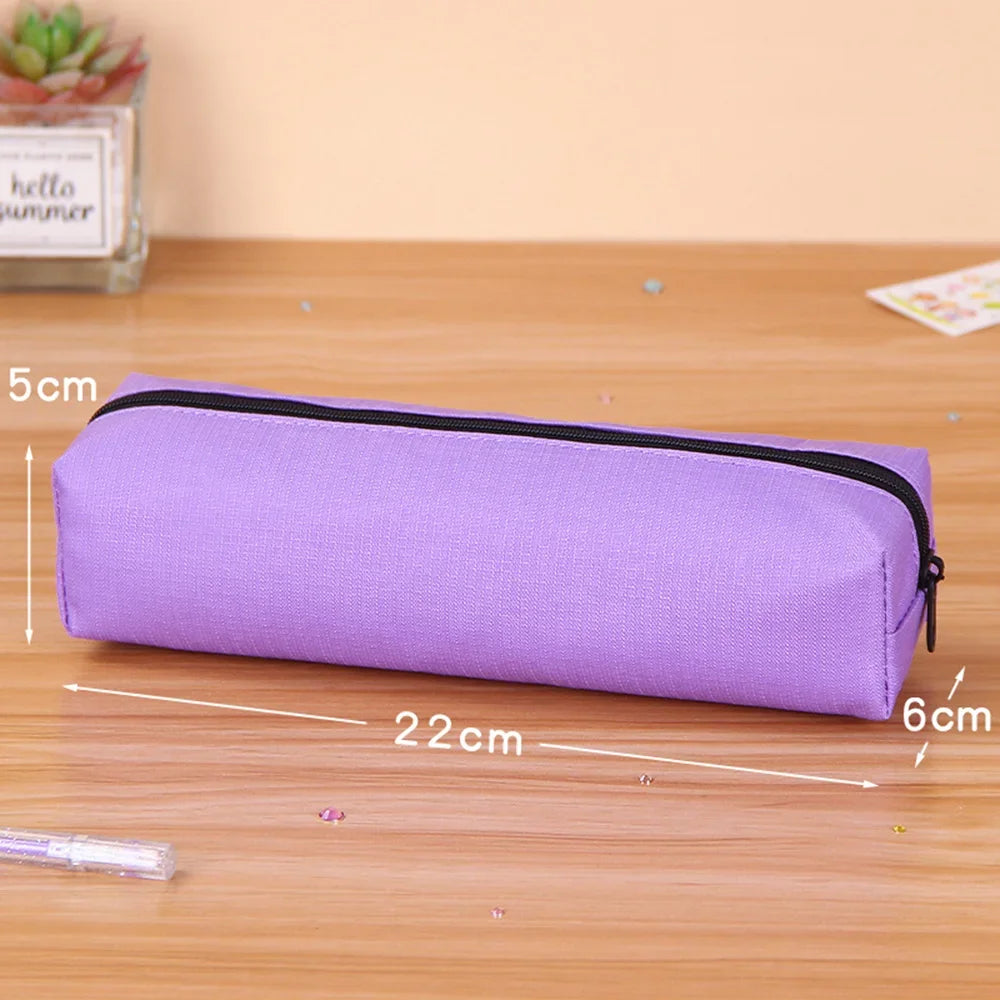 Trousse Unicolore à Fermeture Éclair – Grande Capacité | Style Simple et Élégant | Fournitures Scolaires & Trousse de Maquillage