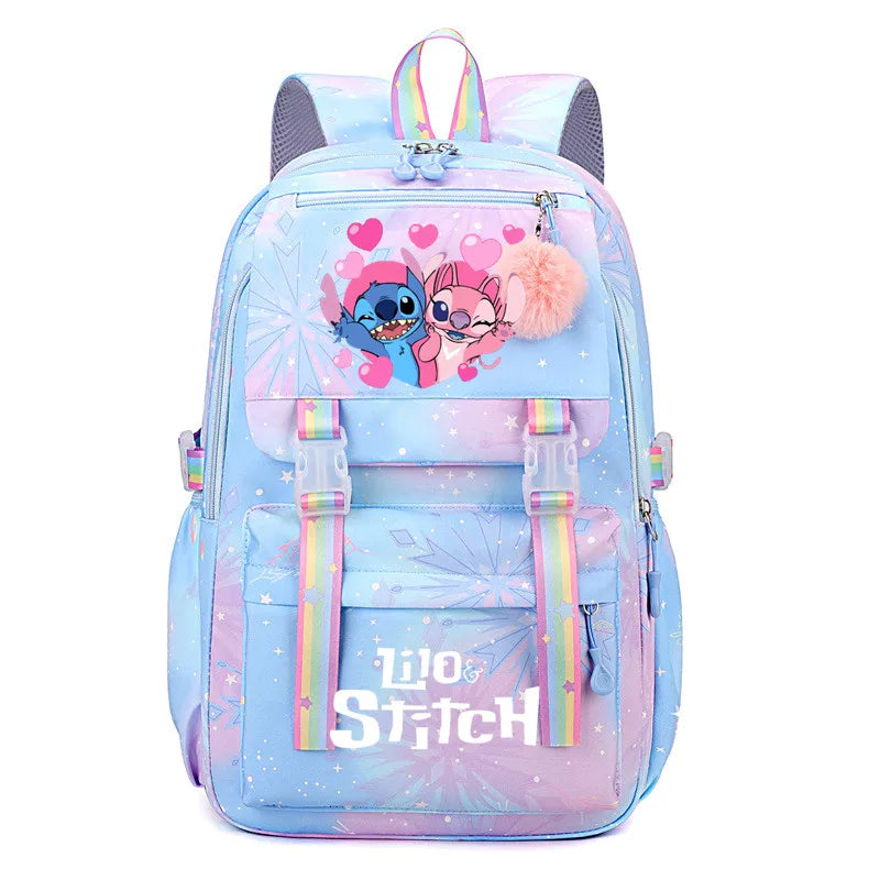 Sac à Dos Stitch Grande Capacité – Sac d'École Fille, Style Décontracté et Mignon