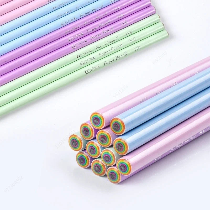 Crayons Enfants Arc-en-Ciel – Pack de 12 | Mine HB | Écologiques & Non Toxiques | Écriture et Dessin